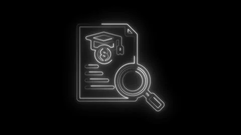 Education research document analysis magnifying glass dollar sign graduation cap Stock Footage 333957218