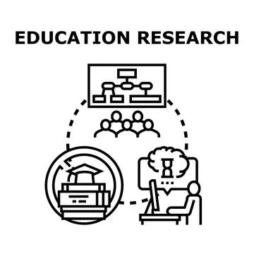 Education research method studying group online learning Stock Illustration