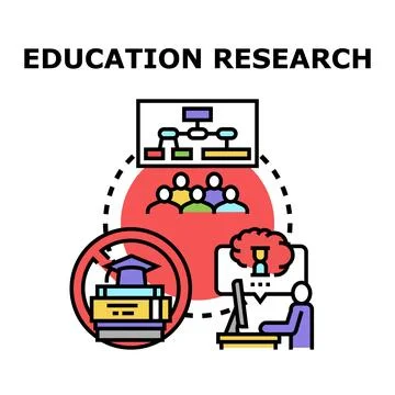 Education research method studying group online learning Stock Illustration