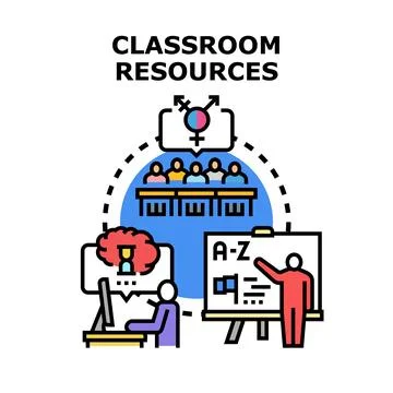 Education resources encompassing diverse classroom learning and digital mat.. Stock Illustration