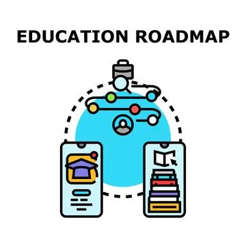 Education roadmap concept representing learning progress Stock Illustration