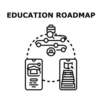 Education roadmap concept representing learning progress Stock Illustration