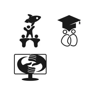 Education Rocket Commitment Teamwork Together Black Logo Stock Illustration
