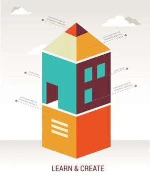 Education rocket, online learning, concept infographic Stock Illustration