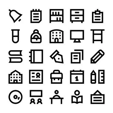 Education, School and Learning Vector Icons Pack Stock Illustration