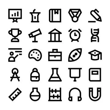 Education, School and Learning Vector Icons Stock Illustration