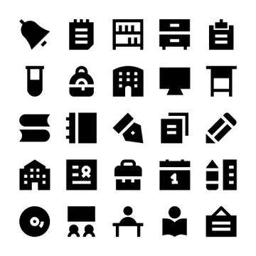 Education, School and Learning Vector Icons Pack Stock Illustration