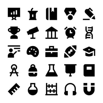 Education, School and Learning Vector Icons Stock Illustration