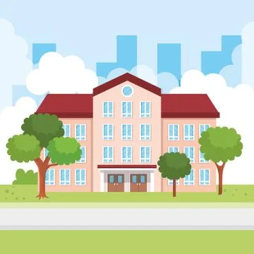 Education school knowledge with windows and door Stock Illustration