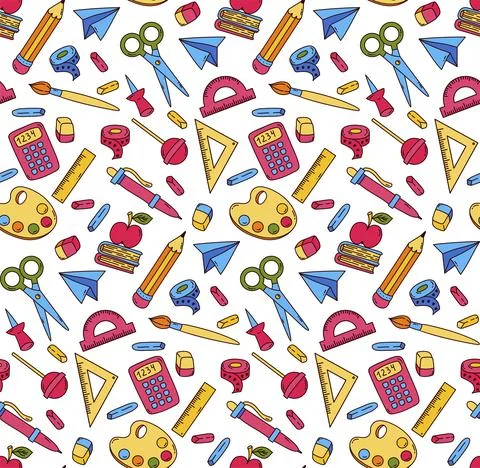 Education school seamless vector pattern Stock Illustration