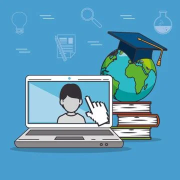 Education school university e-learning concept Illustrazione stock