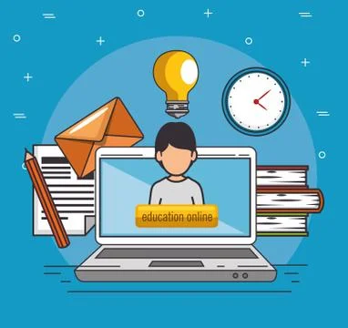 Education school university e-learning concept Illustrazione stock