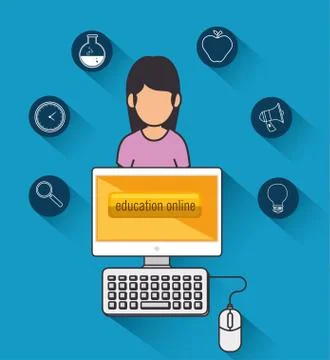 Education school university e-learning concept Illustrazione stock