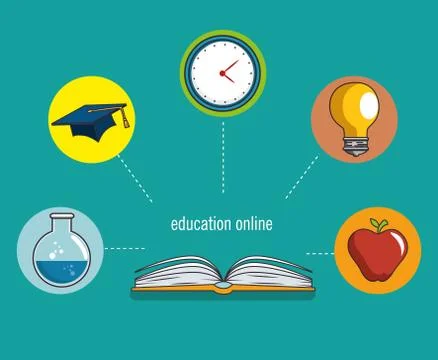 Education school university e-learning concept Illustrazione stock