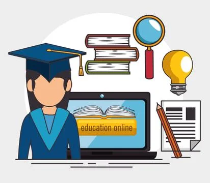 Education school university e-learning concept Illustrazione stock