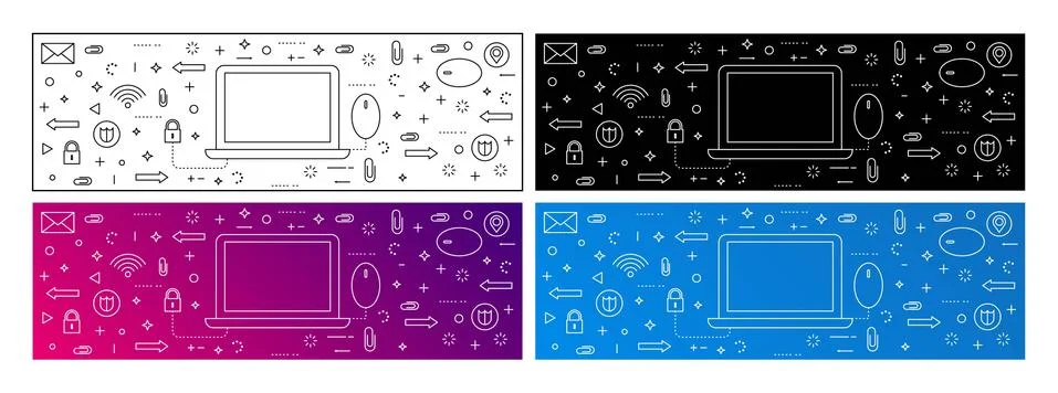 Education school university e-learning flat poster with monitor and icons set Stock Illustration