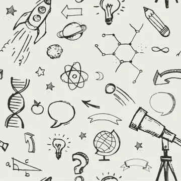 Education, science doodles - seamless pattern 스톡 일러스트