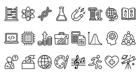 Education Science Technology Knowledge Line Icon Set イラスト素材