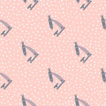 Education seamless pattern with creative biology microscope elements. Labarat Stock Illustration