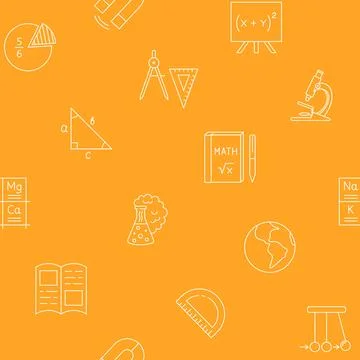 Education seamless pattern in line style 스톡 일러스트
