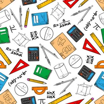 Education seamless pattern of school supplies Stock Illustration