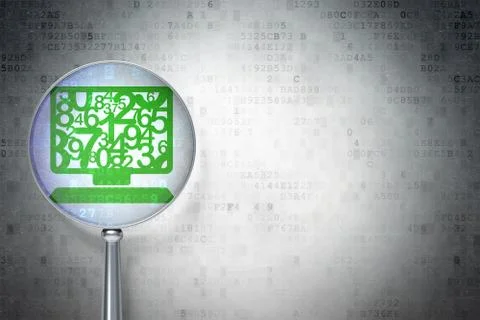 Education security concept: Computer Pc with optical glass on d Stock Illustration