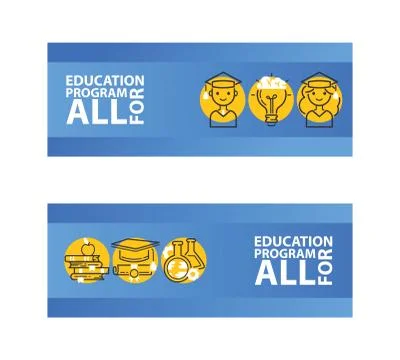 Education set of banners vector illustration. Education program for all. Female Ilustración de archivo