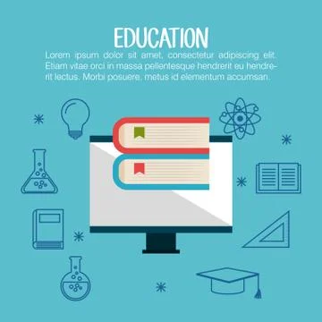 Education set flat icons Stock Illustration
