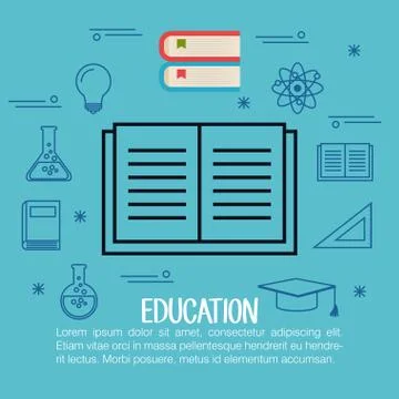 Education set flat icons Illustrazione stock
