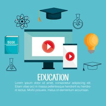 Education set flat icons Illustrazione stock