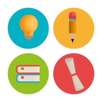 Education set flat icons 库存插图