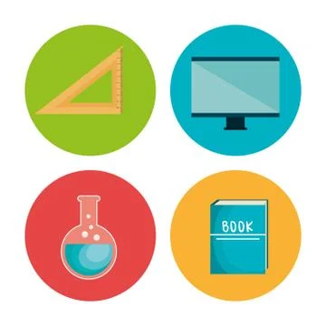 Education set flat icons Stock Illustration