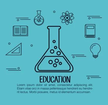 Education set flat icons Stock Illustration