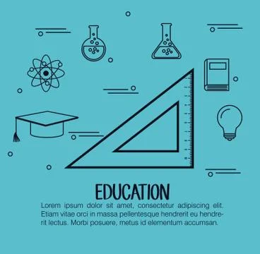 Education set flat icons Stock Illustration
