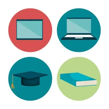 Education set flat icons 库存插图