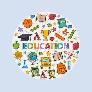 Education set  in the form of a circle Stock Illustration