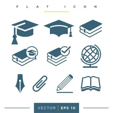 Education Set Icon Logo Template Illustration Design. Vector EPS 10. Stock Illustration