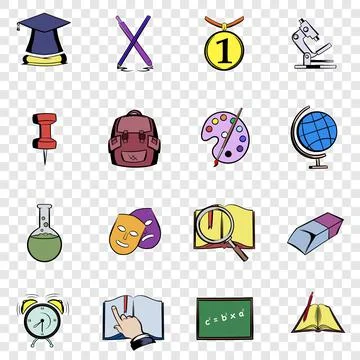 Education set icons Stock Illustration