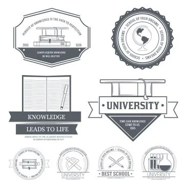 Education set label template of emblem element for your product or design, web Stock Illustration