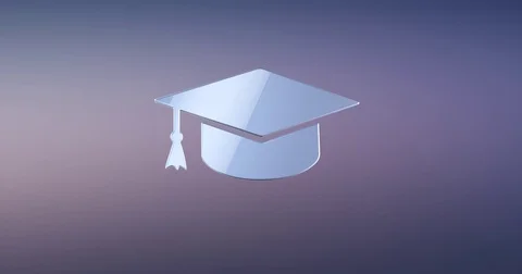 Education Silver 3d Icon Stock Footage