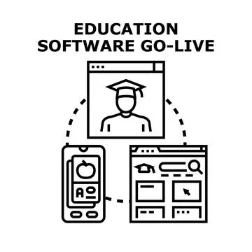 Education software go live connecting online learning platforms Stock Illustration