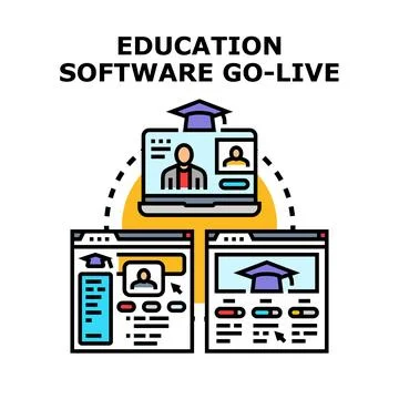 Education software go live launching online learning platform Stock Illustration