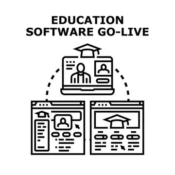 Education software go live launching online learning platform Stock Illustration