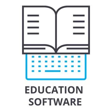 Education software thin line icon, sign, symbol, illustation, linear concept イラスト素材