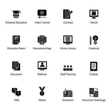 Education Solid Icons Pack Stock Illustration