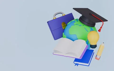 Education stationery elements, Back to school, Book, Pencil and briefcase 库存插图