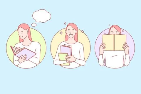 Education, study, knowledge set concept 스톡 일러스트