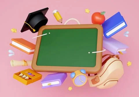 Education study learning back to school graduation hat pencil book lecture Stock Illustration