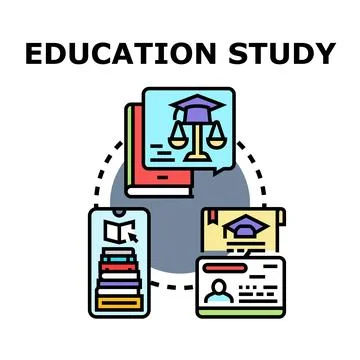 Education study vector concept icon for online learning 库存插图