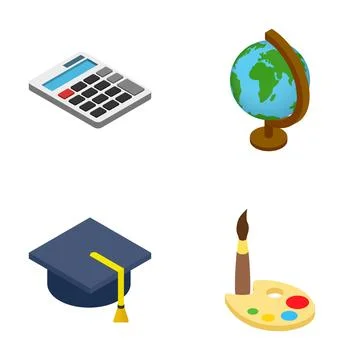 Education success learning with school isometric icons Stock Illustration